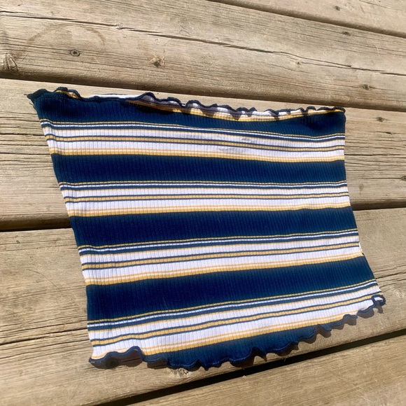 💛 Bluenotes Ribbed Striped Tube Top – Size Medium - Picture 4 of 5